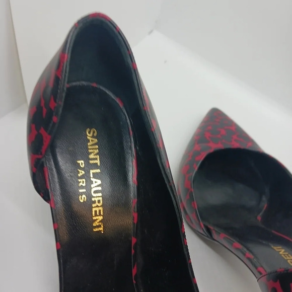 SAINT LAURENT red & black heart heels - Picture 6 of 11